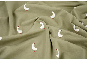 Cotton Jersey Ganzen Olijfgroen