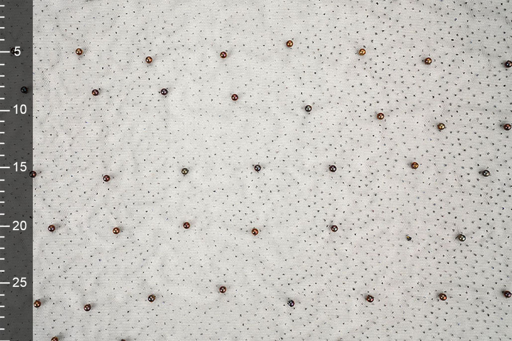 Fine Glitter Tulle with Pearls Black