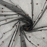 Fine Glitter Tulle with Pearls Black