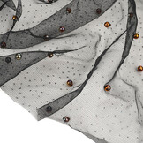 Fine Glitter Tulle with Pearls Black