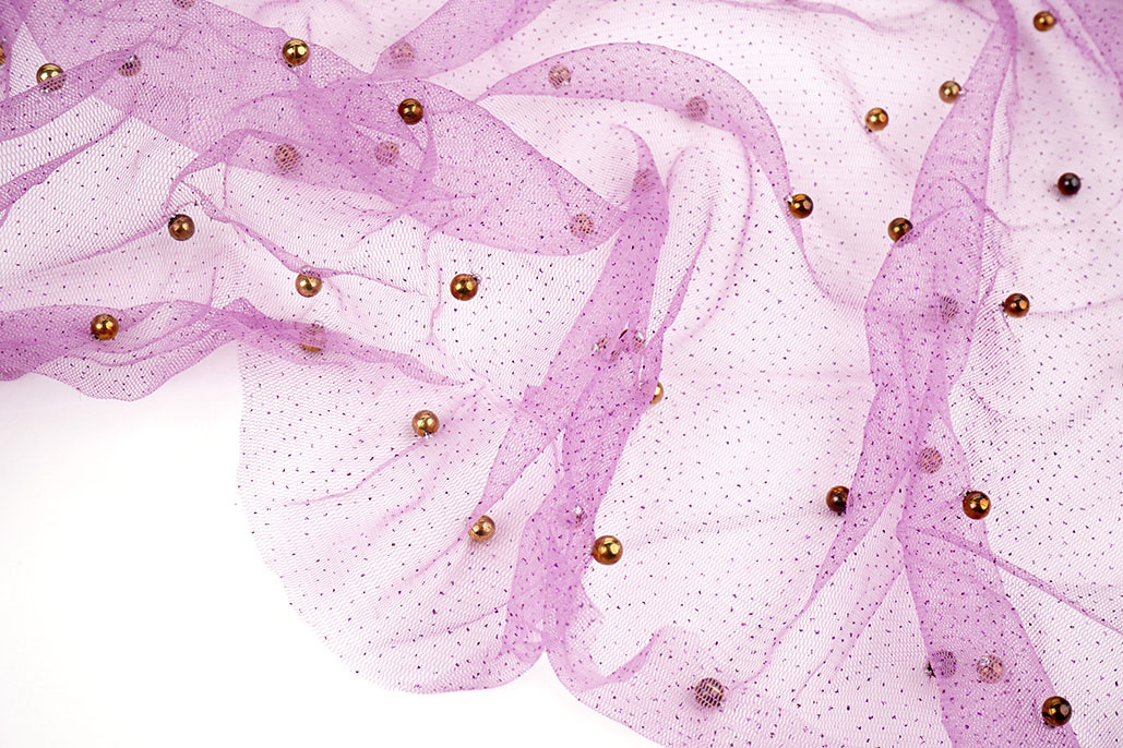 Fine Glitter Tulle with Pearls Purple