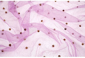 Fijne Glitter Tule met  Parels Paars