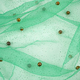 Fine Glitter Tulle with Pearls Sea Green