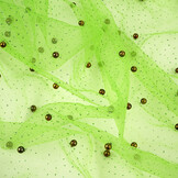 Fine Glitter Tulle with Pearls Lime Green