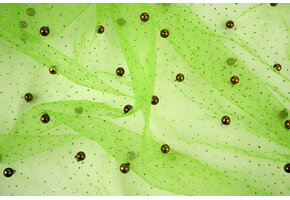 Fijne Glitter Tule met  Parels Lime Groen