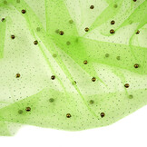 Fine Glitter Tulle with Pearls Lime Green