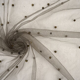 Fine Glitter Tulle with Pearls Grey Taupe
