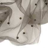 Fine Glitter Tulle with Pearls Grey Taupe