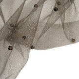 Fine Glitter Tulle with Pearls Grey Taupe