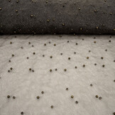 Fijne Glitter Tule met  Parels Grijs Taupe
