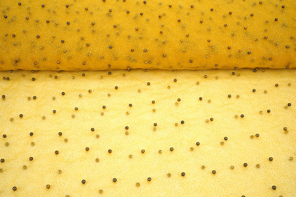 Fine Glitter Tulle with Pearls Yellow