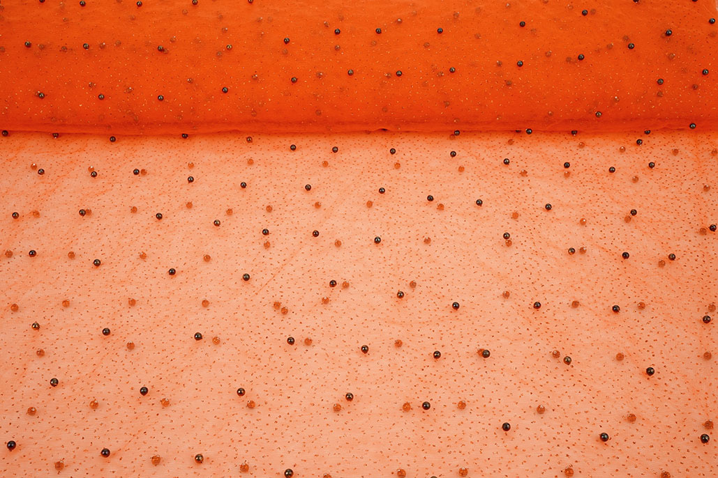 Feiner Glitzer Tüll mit Perlen Orange