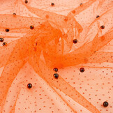 Fijne Glitter Tule met  Parels Oranje