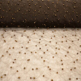 Fijne Glitter Tule met  Parels Bruin
