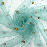 Fine Glitter Tulle with Pearls Ocean