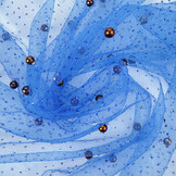Fine Glitter Tulle with Pearls Royal Blue