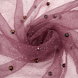Fijne Glitter Tule met  Parels Mauve