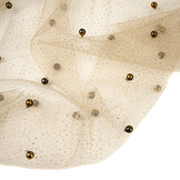 Fijne Glitter Tule met  Parels Beige