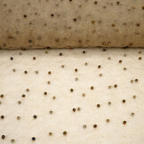 Fine Glitter Tulle with Pearls Beige