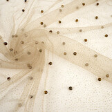 Fine Glitter Tulle with Pearls Beige