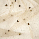Fijne Glitter Tule met  Parels Beige