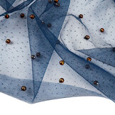Fijne Glitter Tule met  Parels Marine