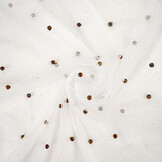 Fijne Glitter Tule met  Parels Off-White