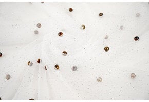 Fijne Glitter Tule met  Parels Off-White