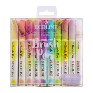 Ecoline brushpen set 10 pastel - zwArt