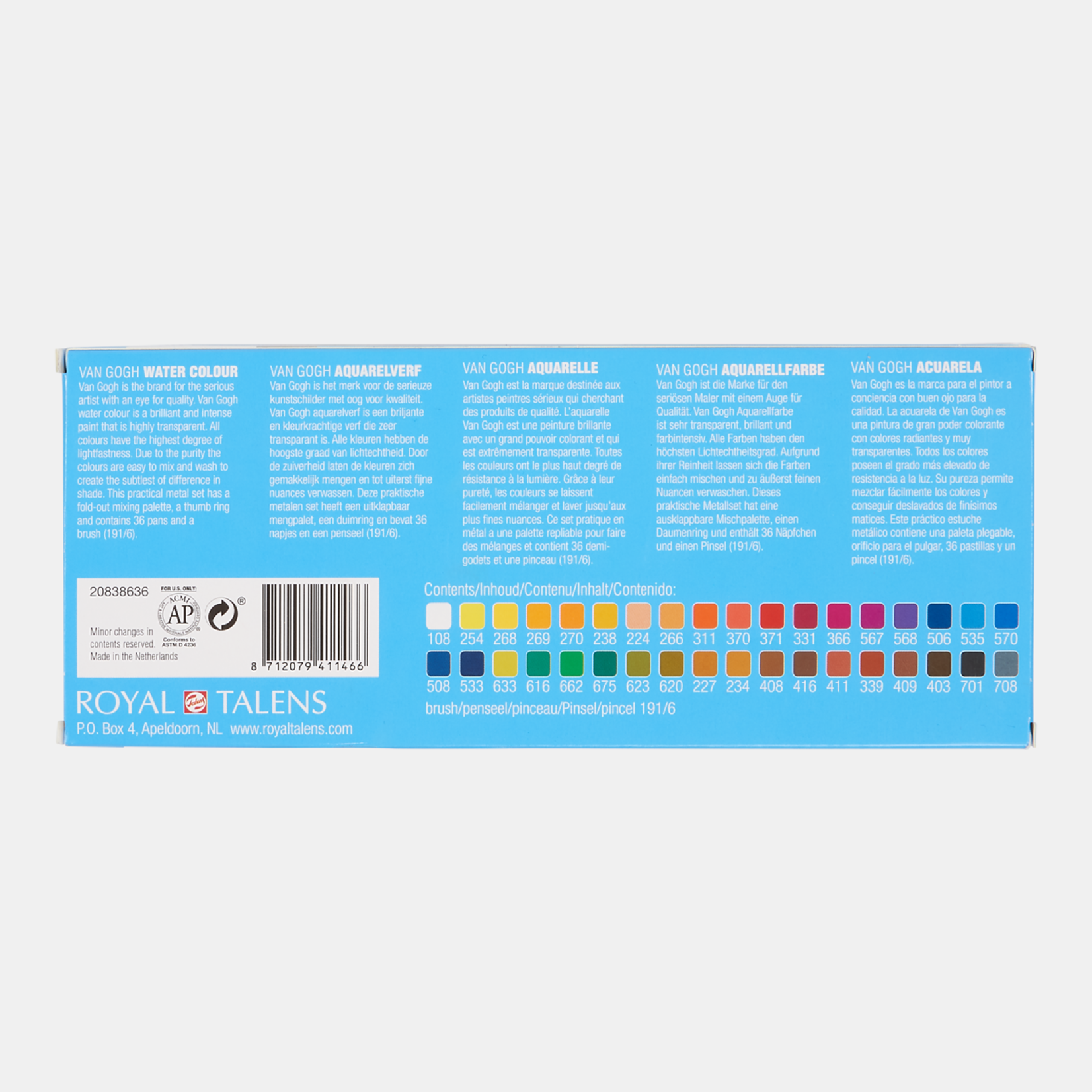 Aquarelverf set Van Gogh metalen doos 36 kleuren