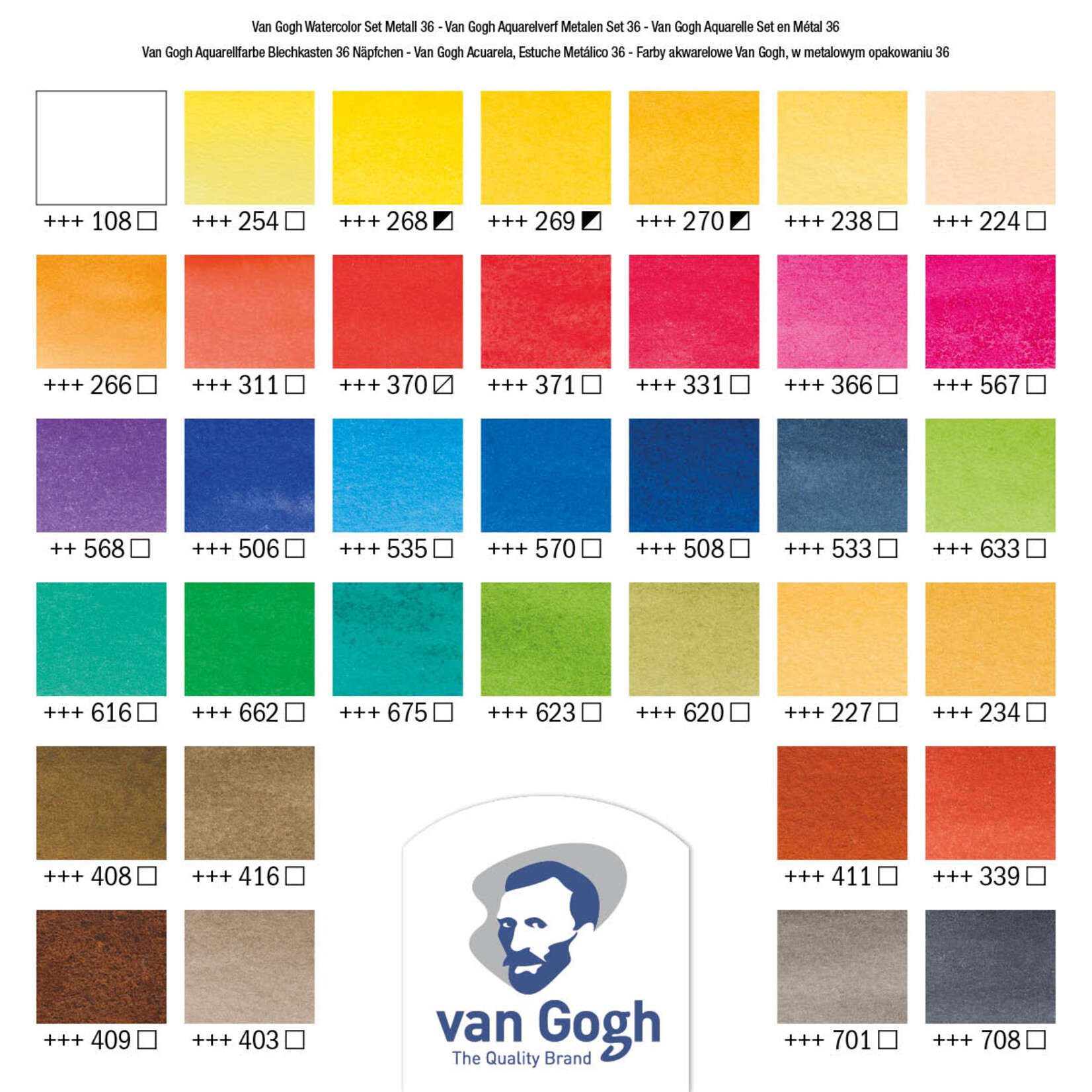 Aquarelverf set Van Gogh metalen doos 36 kleuren