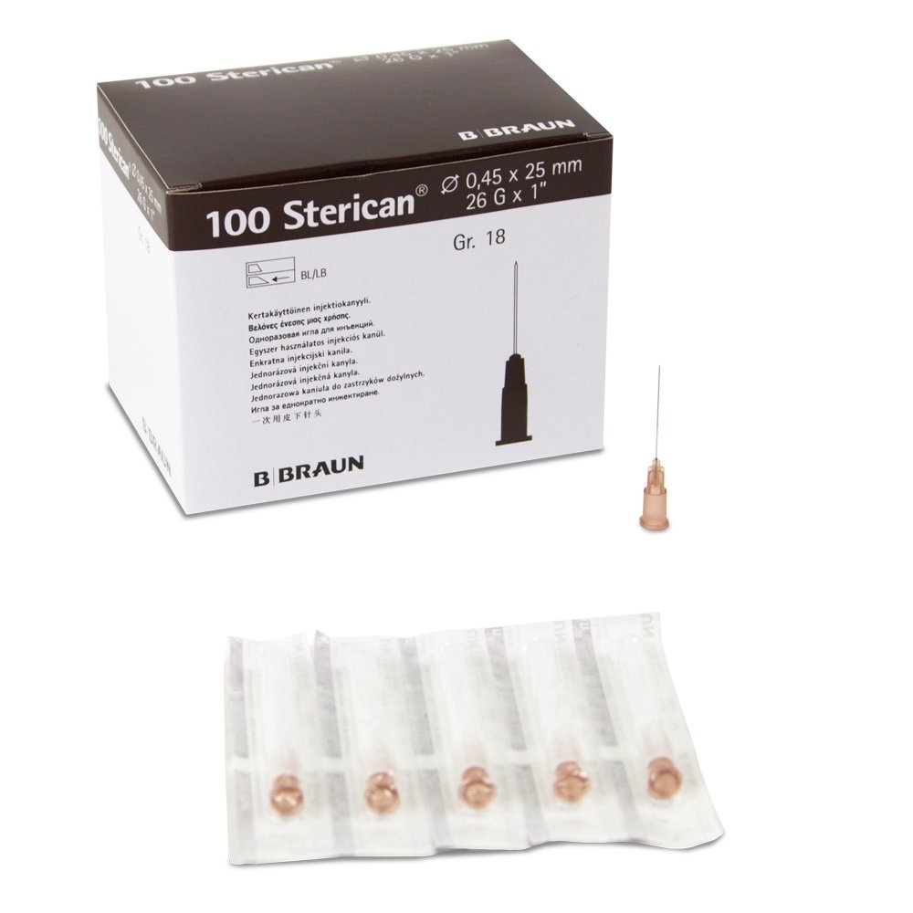 10 steriele injectie naalden 26G (0,45 x 25 Bruin)