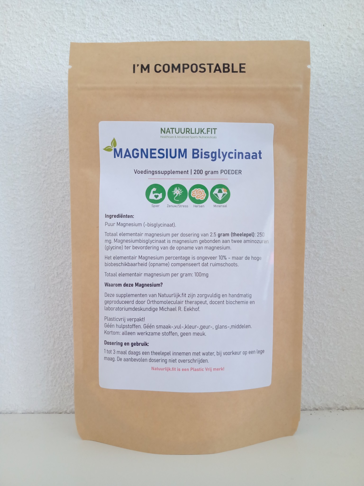 Magnesiumbisglycinaat poeder 200 gram