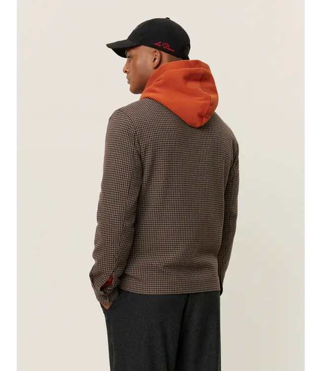 Les Deux Les Deux Como Coach Jacket Houndstooth Mountain Grey/ Desert Taupe