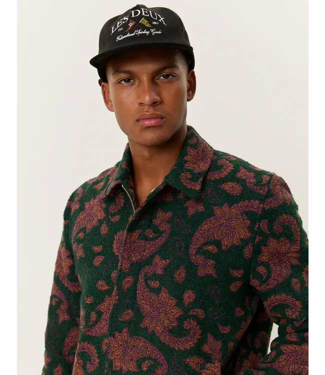 Les Deux Les Deux Noel Jacquard Coach Jacket Chive Green / Dark Ochre