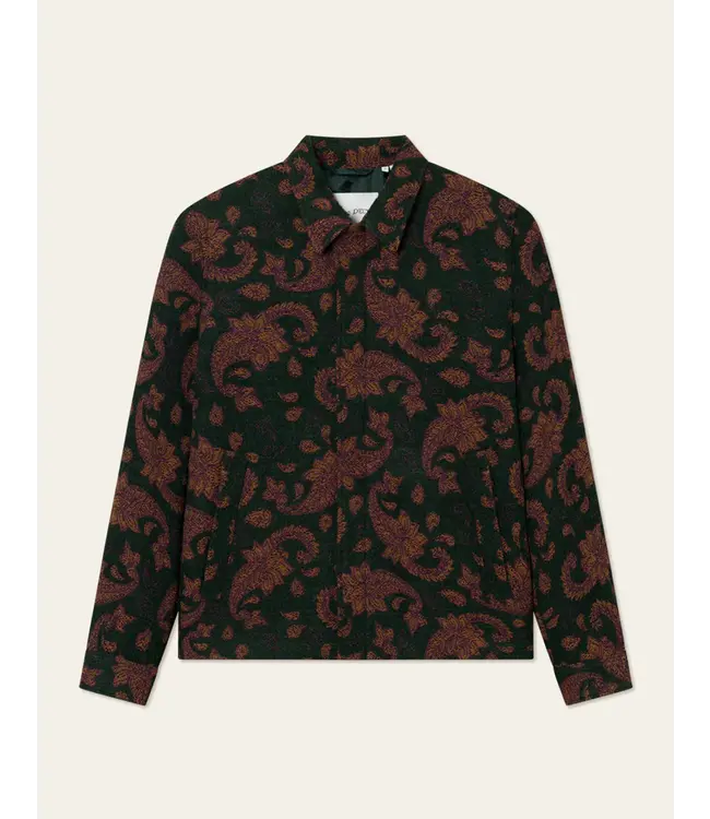 Les Deux Les Deux Noel Jacquard Coach Jacket Chive Green / Dark Ochre