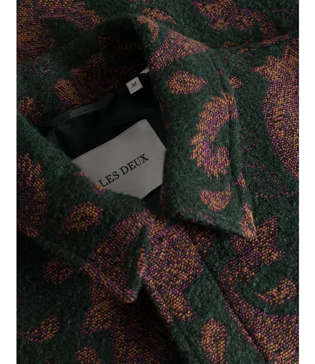 Les Deux Les Deux Noel Jacquard Coach Jacket Chive Green / Dark Ochre