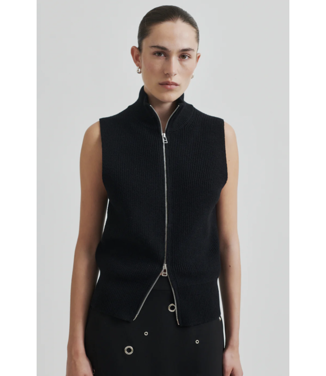 Second Female Second Female Yora Knit Zip Vest Black