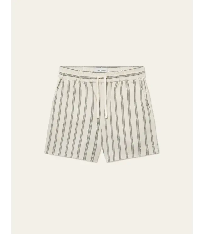 Les Deux Les Deux Lawson Stripe Shorts Ivory / Chive Green