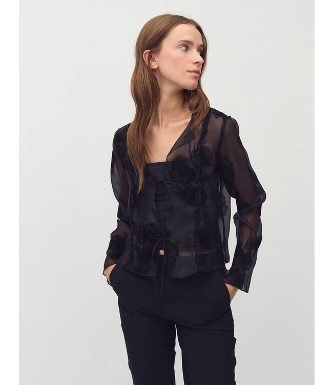 MbyM MbyM Sheer Floral Stellana Blouse Black