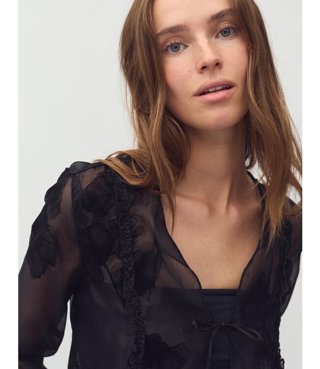 MbyM MbyM Sheer Floral Stellana Blouse Black