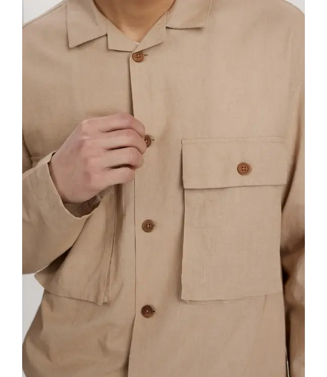 Anerkjendt Anerkjendt Akotto Cot/Linen Overshirt Feather Grey