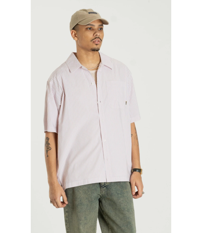 woodbird Woodbird Banks Stripe Shirt White-Pink