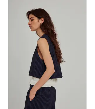 Norr Norr Neo Pinstripe SL Top Navy