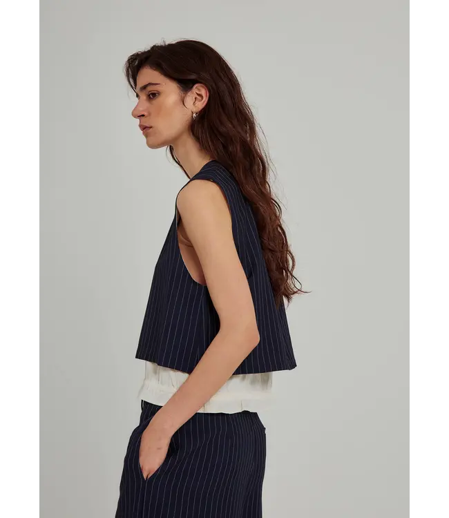 Norr Norr Neo Pinstripe SL Top Navy