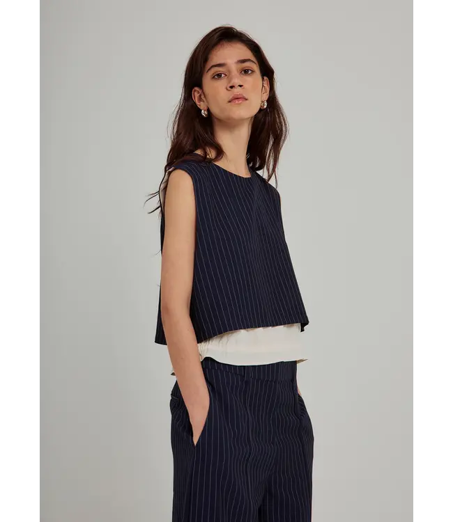 Norr Norr Neo Pinstripe SL Top Navy