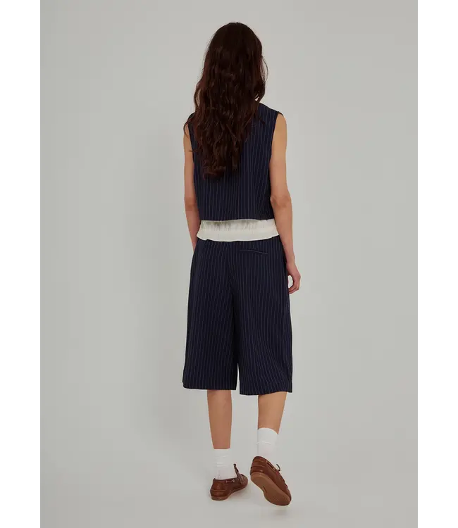 Norr Norr Neo Pinstripe Long Shorts Navy