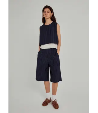 Norr Norr Neo Pinstripe Long Shorts Navy