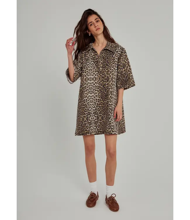 Norr Norr Hanbali V-Neck Denim Dress Leo Print