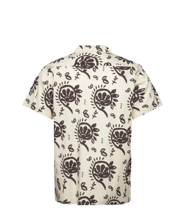 Clean Cut Copenhagen Bowling Ricco Shirt Ecru/ Dark Brown